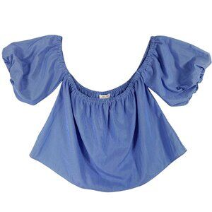 round Neck Puff-Sleeve  off shoulder blouse Striped size med by Sophie Rue
